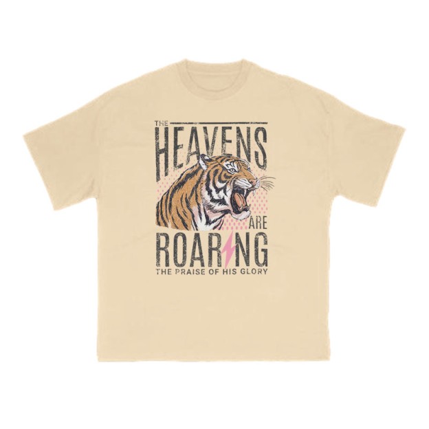 The Heavens Are Roaring The Praise Of His Glory Print T-shirt - Apricot - US16-18(2XL) - image 5