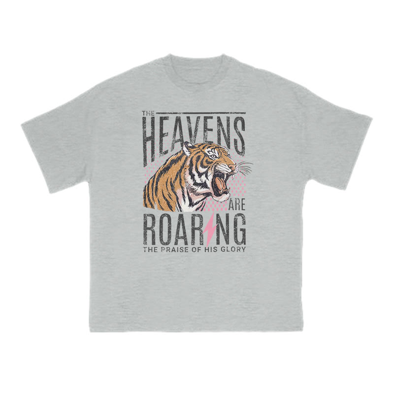 The Heavens Are Roaring The Praise Of His Glory Print T-shirt - Grey - US16-18(2XL) - image 3
