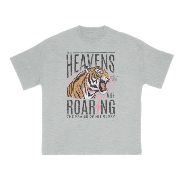 The Heavens Are Roaring The Praise Of His Glory Print T-shirt - Grey - US16-18(2XL) - image 3