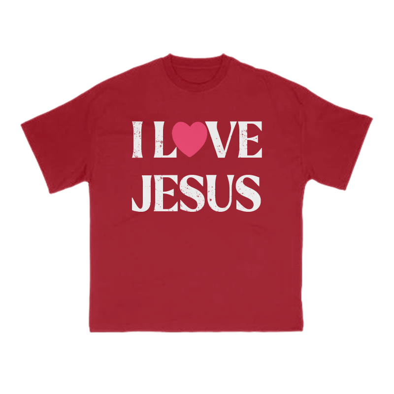 I Love Jesus Distressed Print Valentine's Day T-shirt - Red - US16-18(2XL) - image 2
