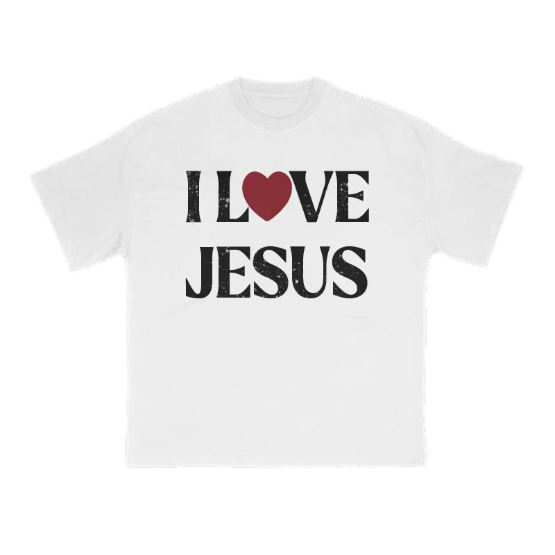 I Love Jesus Distressed Print Valentine's Day T-shirt - White - US16-18(2XL) - image 1