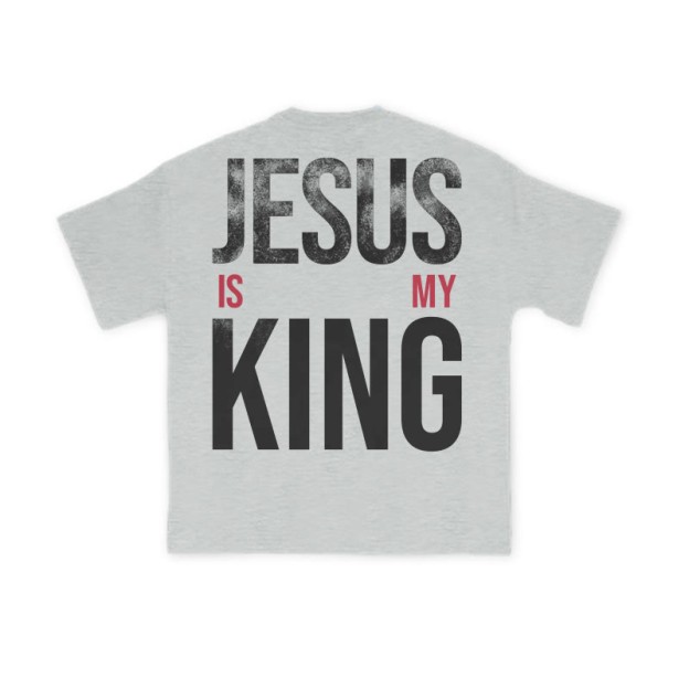 Jesus Is My King Distressed Print T-shirt - Grey - US16-18(2XL) - image 4