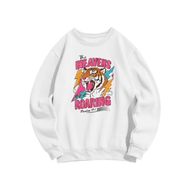 The Heavens Roaring Psalm 19:1 Print Sweatshirt - White - US16-18(2XL) - image 3
