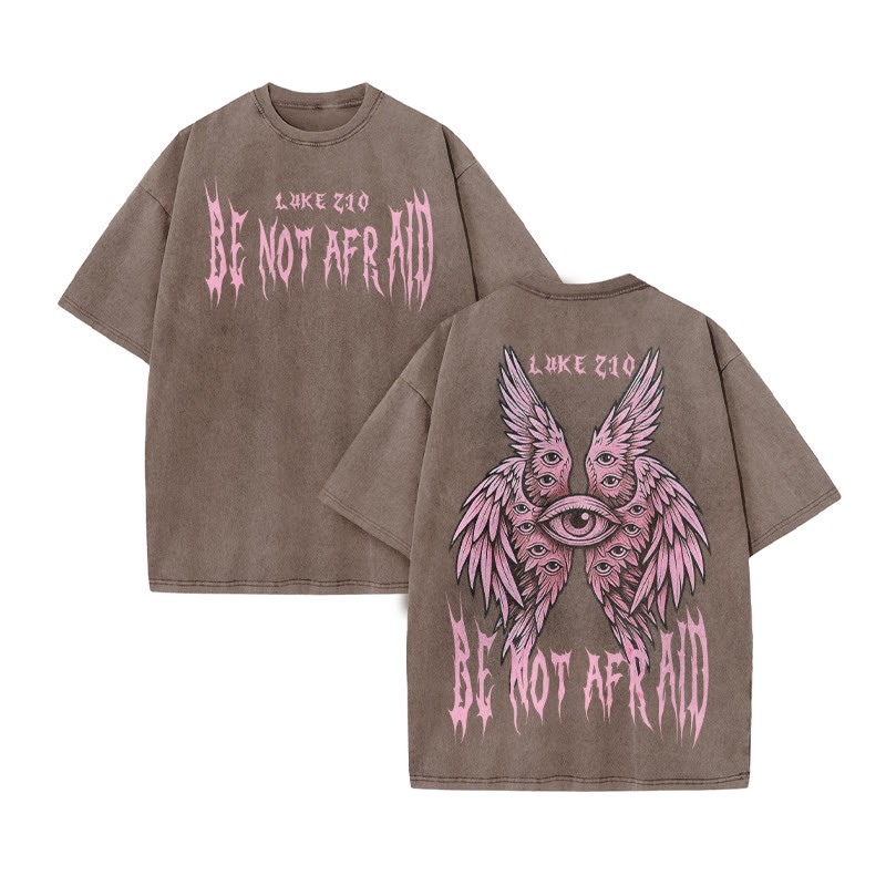 Be Not Afraid Luke 10 Print Acid Washed T-shirt - Coffee - US20-22(3XL) - image 5