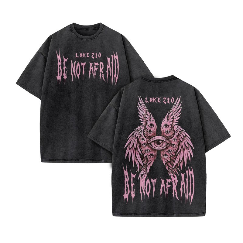Be Not Afraid Luke 10 Print Acid Washed T-shirt - Black - US20-22(3XL) - image 2