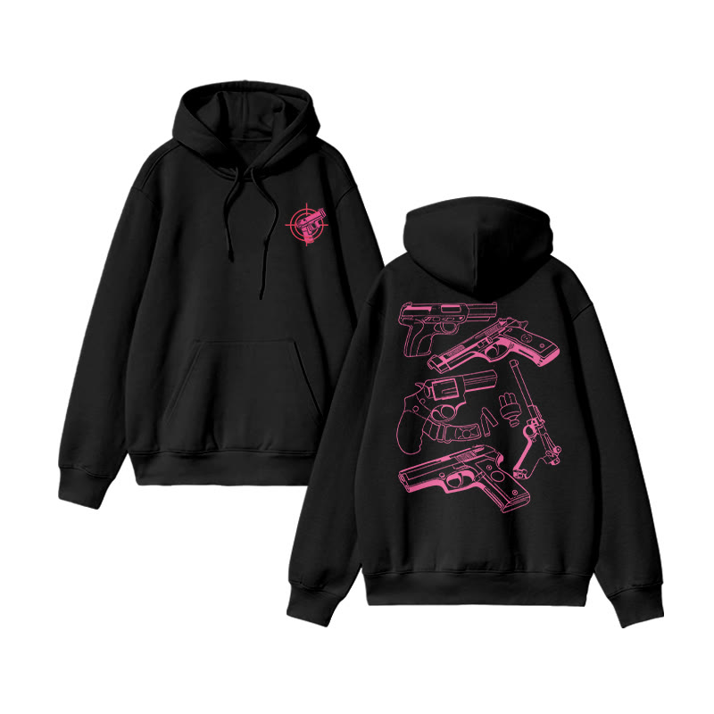 Color Block Gun Print Hoodie - Black - US16-18(2XL) - image 2