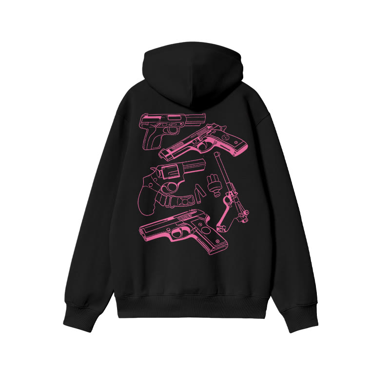 Color Block Gun Print Hoodie - image 1