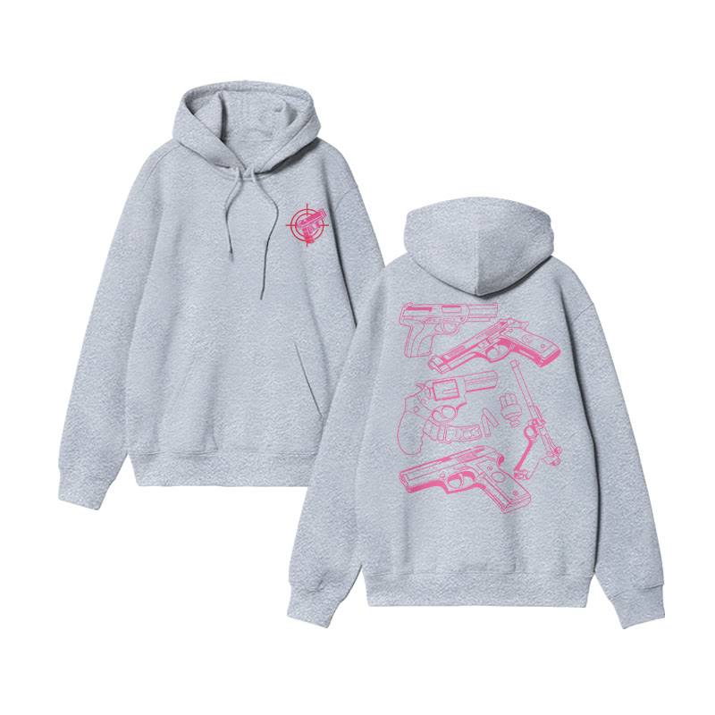 Color Block Gun Print Hoodie - Grey - US16-18(2XL) - image 4