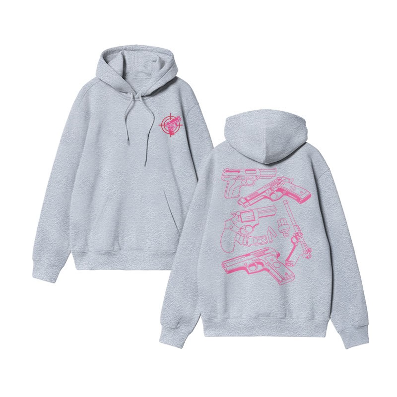 Color Block Gun Print Hoodie - Grey - US16-18(2XL) - image 4