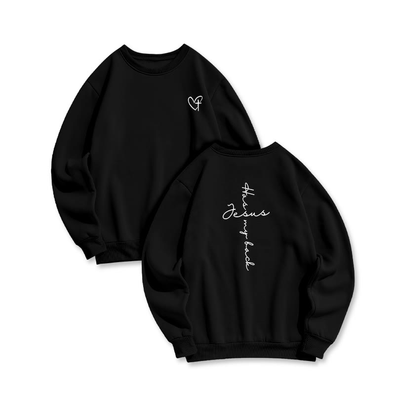 Jesus Has My Back Print Sweatshirt - Black - US16-18(2XL) - image 3