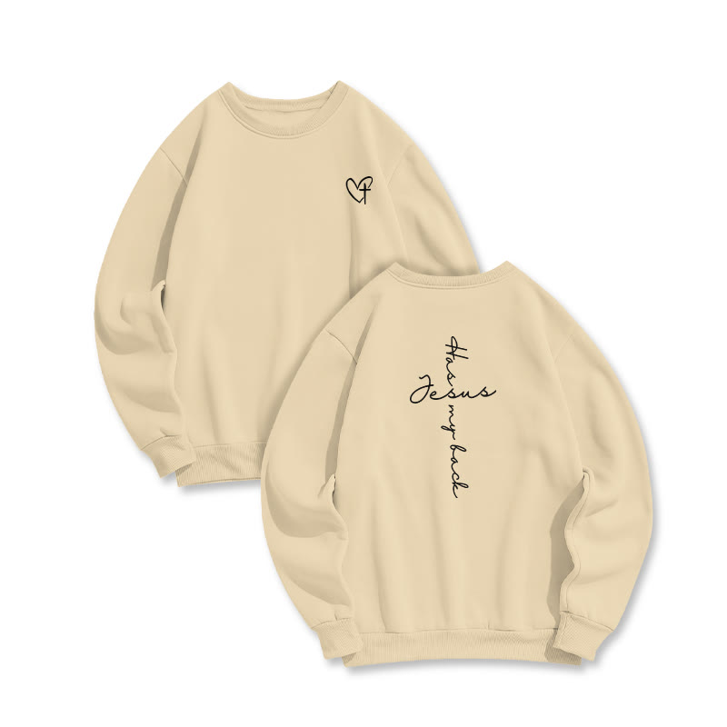 Jesus Has My Back Print Sweatshirt - Apricot - US16-18(2XL) - image 2