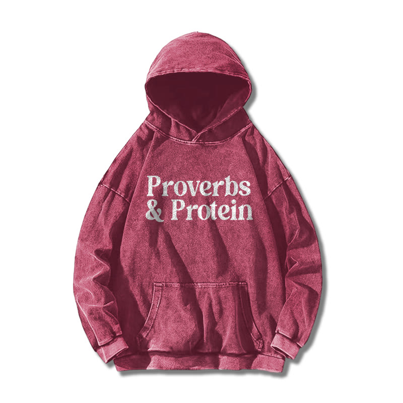 Proverbs & Protein Printed Washed Hoodie  - Rose - US16-18(2XL) - image 2