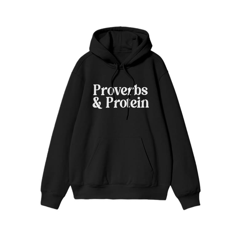 Proverbs & Protein Print Hoodie - Black - US16-18(2XL) - image 1