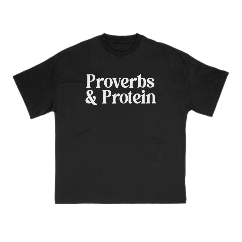 Proverbs & Protein Print T-shirt - Black - US16-18(2XL) - image 1