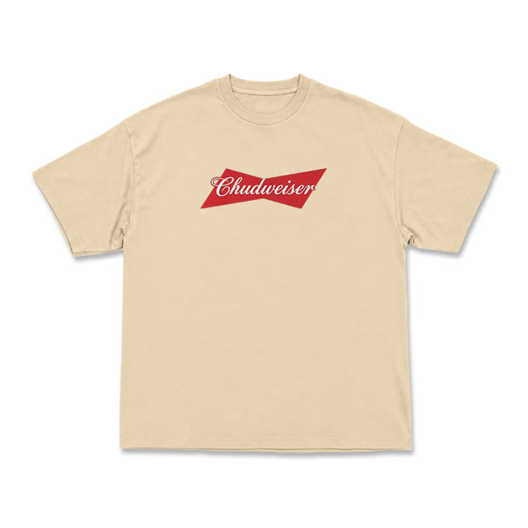 Casual Chudweiser Graphic Print T-shirt - Apricot - US16-18(2XL) - image 4