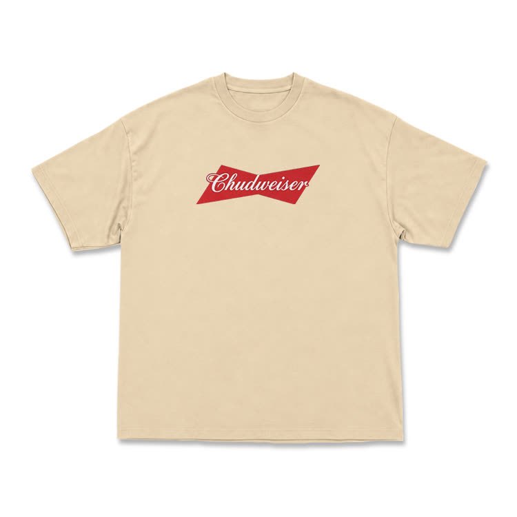 Casual Chudweiser Graphic Print T-shirt - Apricot - US16-18(2XL) - image 4
