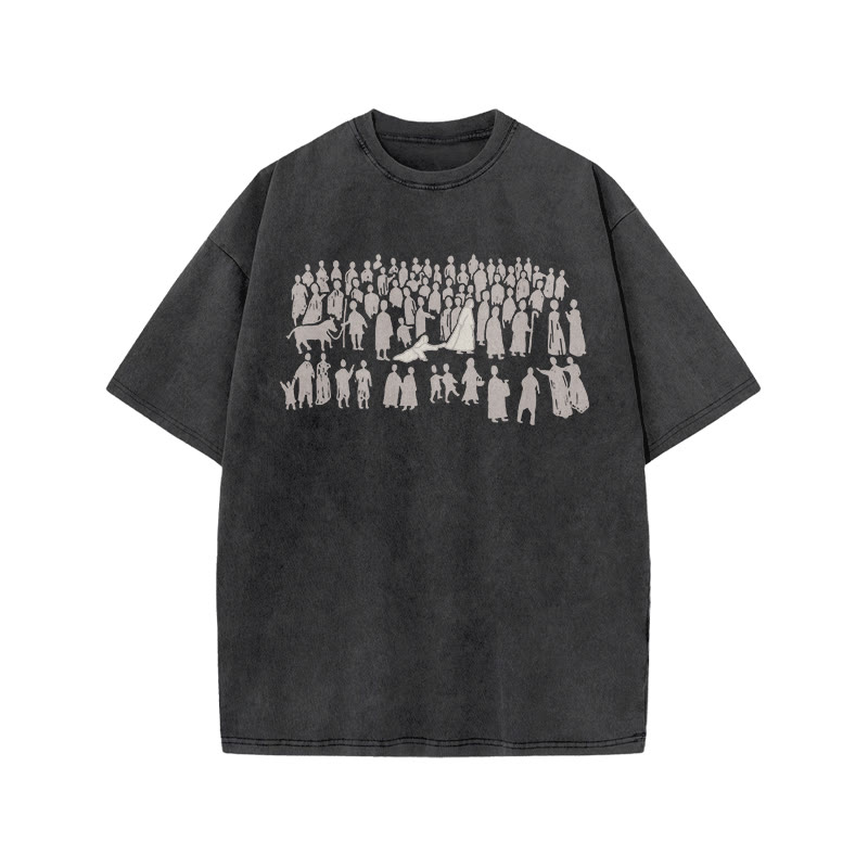  A Beautiful Story Of Faith Print Acid Washed T-shirt - Black - US20-22(3XL) - image 1