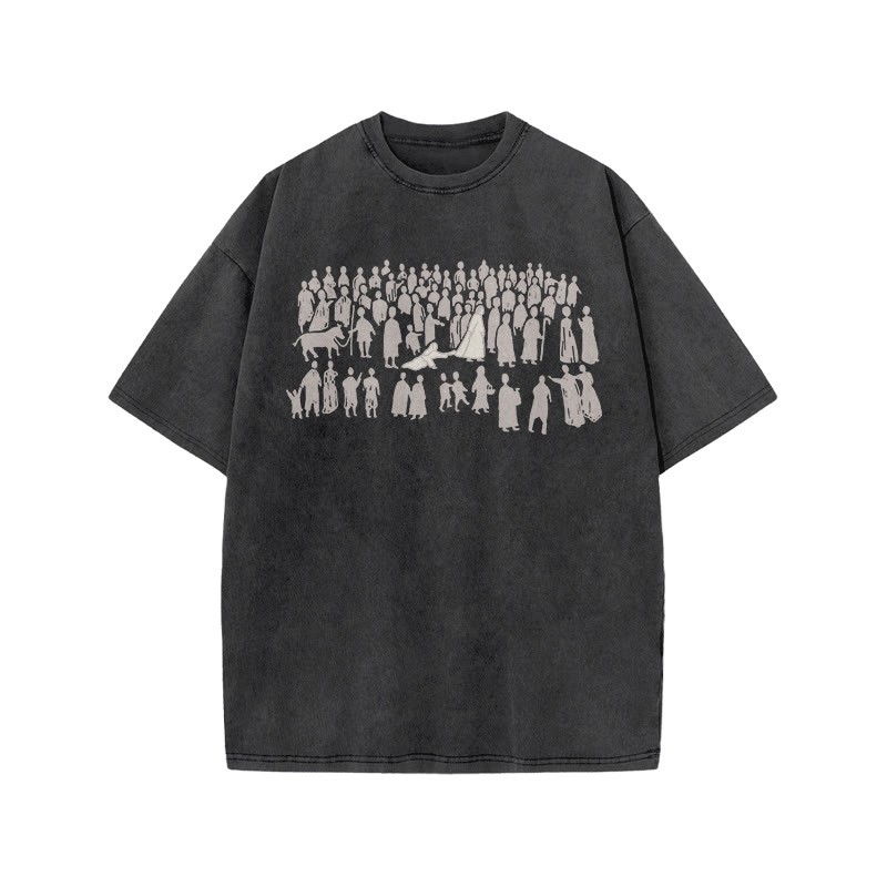  A Beautiful Story Of Faith Print Acid Washed T-shirt - Black - US20-22(3XL) - image 1