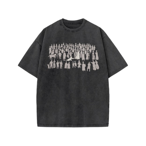  A Beautiful Story Of Faith Print Acid Washed T-shirt - Black - US20-22(3XL) - image 1