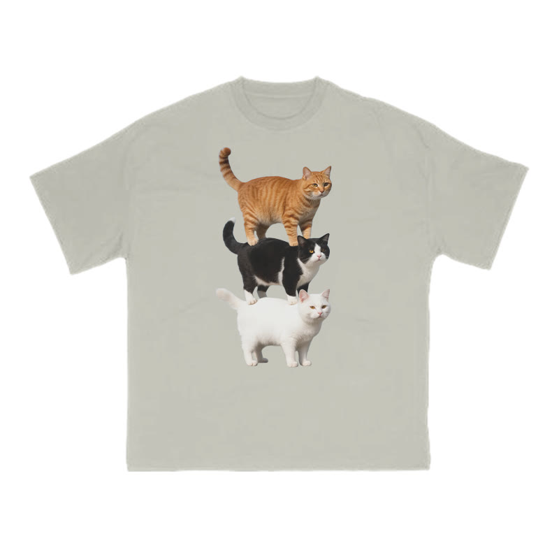 Funny Parody Animation Cat Print T-shirt - Warm Grey - US16-18(2XL) - image 4