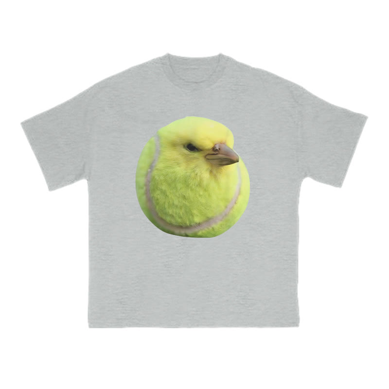 Bird Head Tennis Ball Body Funny Meme Print T-shirt - Grey - US16-18(2XL) - image 3