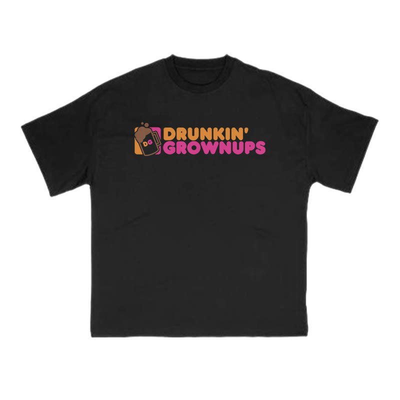 Drunkin Grownups Print T-shirt - Black - US16-18(2XL) - image 2