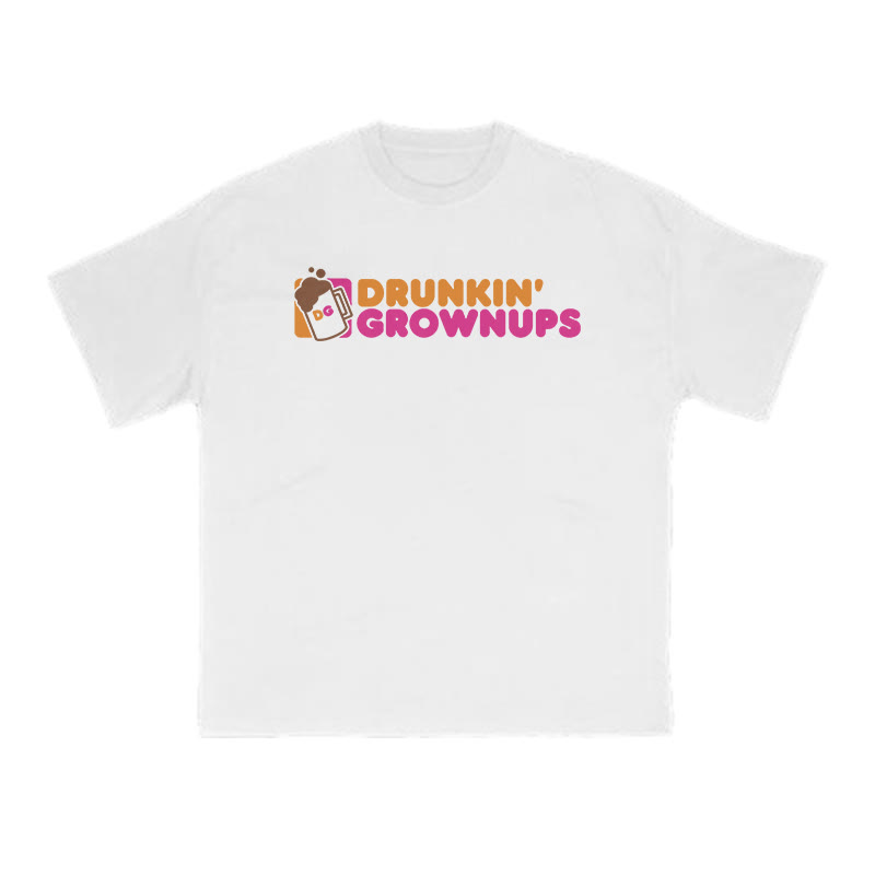 Drunkin Grownups Print T-shirt - White - US16-18(2XL) - image 1