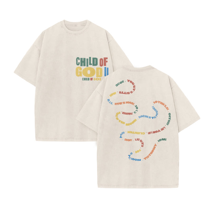 Child Of God Colorful Print Acid Washed T-shirt - Beige - US20-22(3XL) - image 2