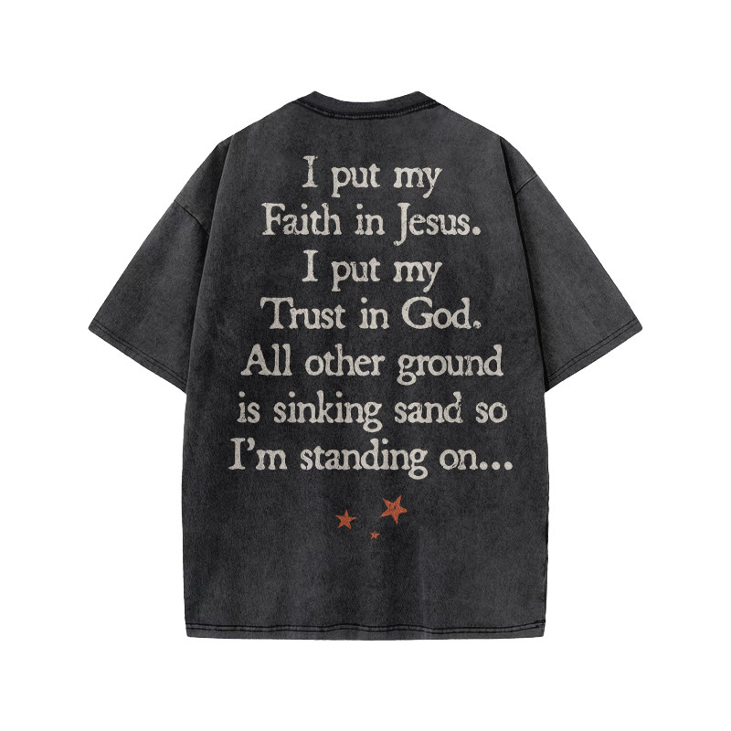 I Put My Faith In Jesus Print Acid Washed T-shirt - image 1