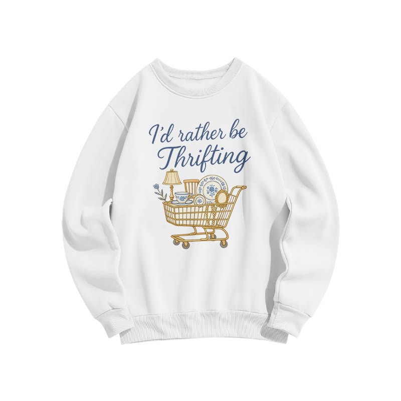 I'd Rather Be Thrifting Print Sweatshirt - White - US16-18(2XL) - image 2