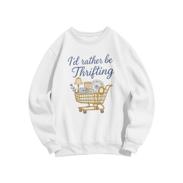 I'd Rather Be Thrifting Print Sweatshirt - White - US16-18(2XL) - image 2
