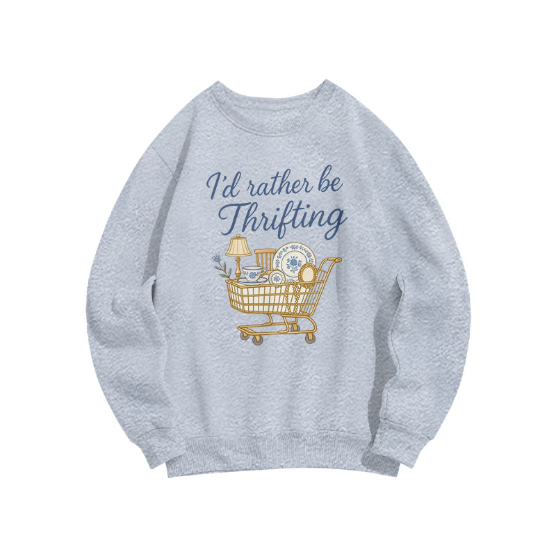 I'd Rather Be Thrifting Print Sweatshirt - Grey - US16-18(2XL) - image 1