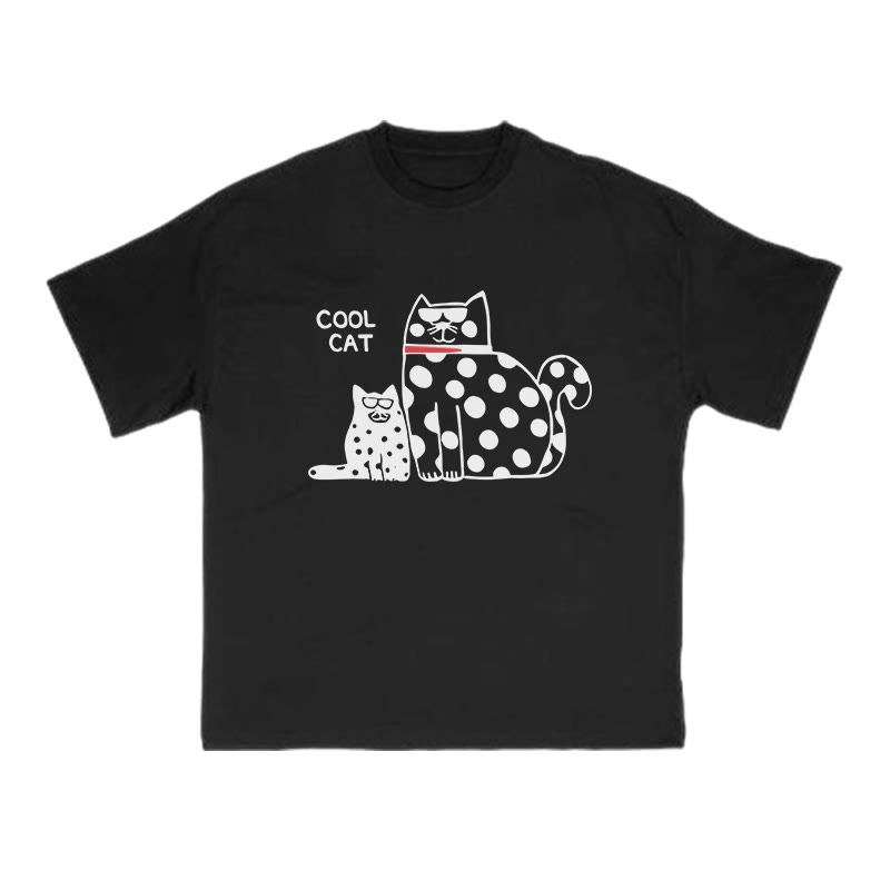 Cool Cat Print T-shirt - Black - US16-18(2XL) - image 2