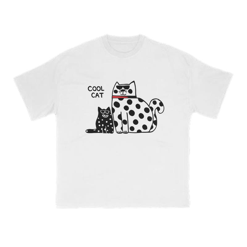 Cool Cat Print T-shirt - White - US16-18(2XL) - image 1