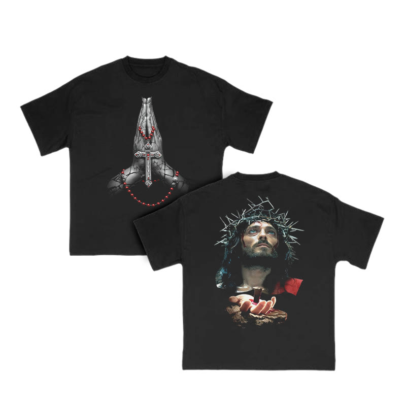 Jesus Crucified Print T-shirt - Black - US16-18(2XL) - image 2