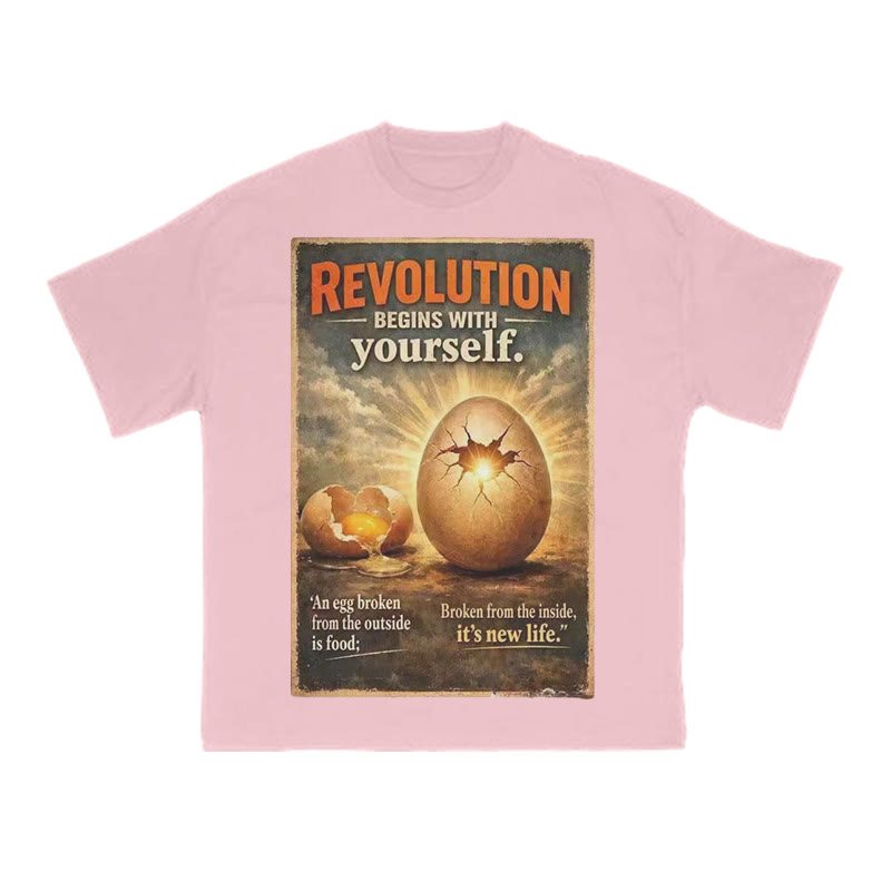 Revolution Begins With Yourself Print T-shirt - Pink - US16-18(2XL) - image 8