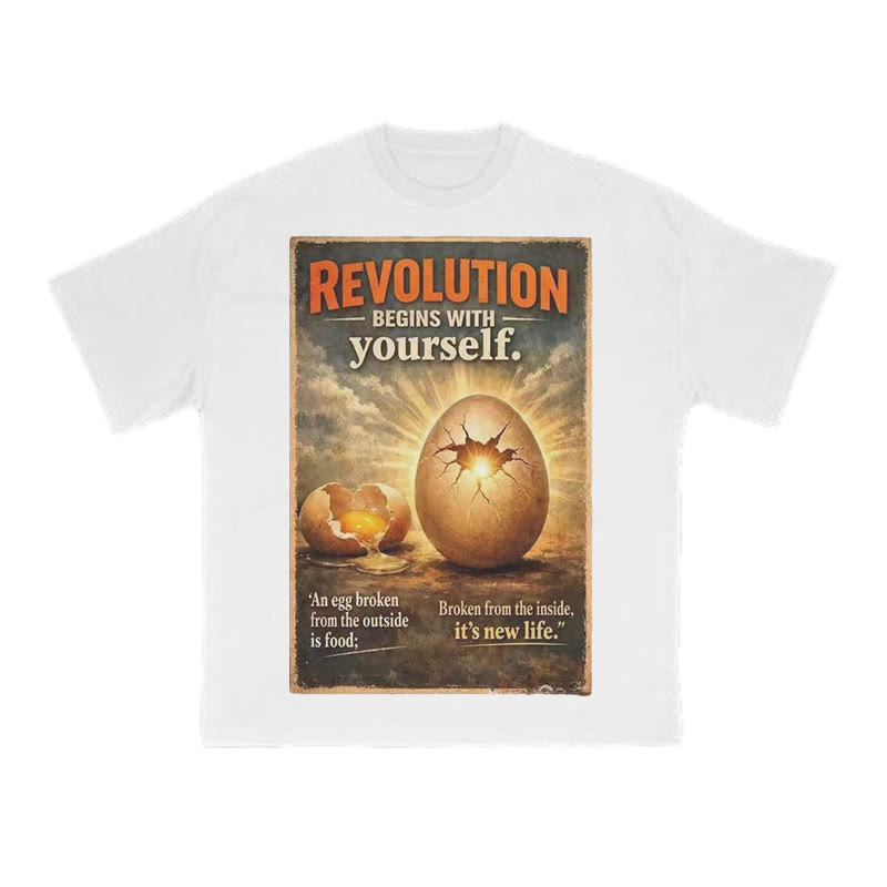 Revolution Begins With Yourself Print T-shirt - White - US16-18(2XL) - image 2