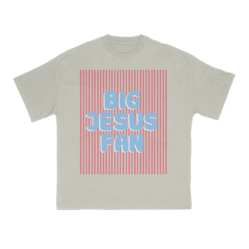 Big Jesus Fan Print T-shirt - Warm Grey - US16-18(2XL) - image 4
