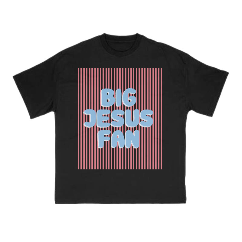 Big Jesus Fan Print T-shirt - Black - US16-18(2XL) - image 2