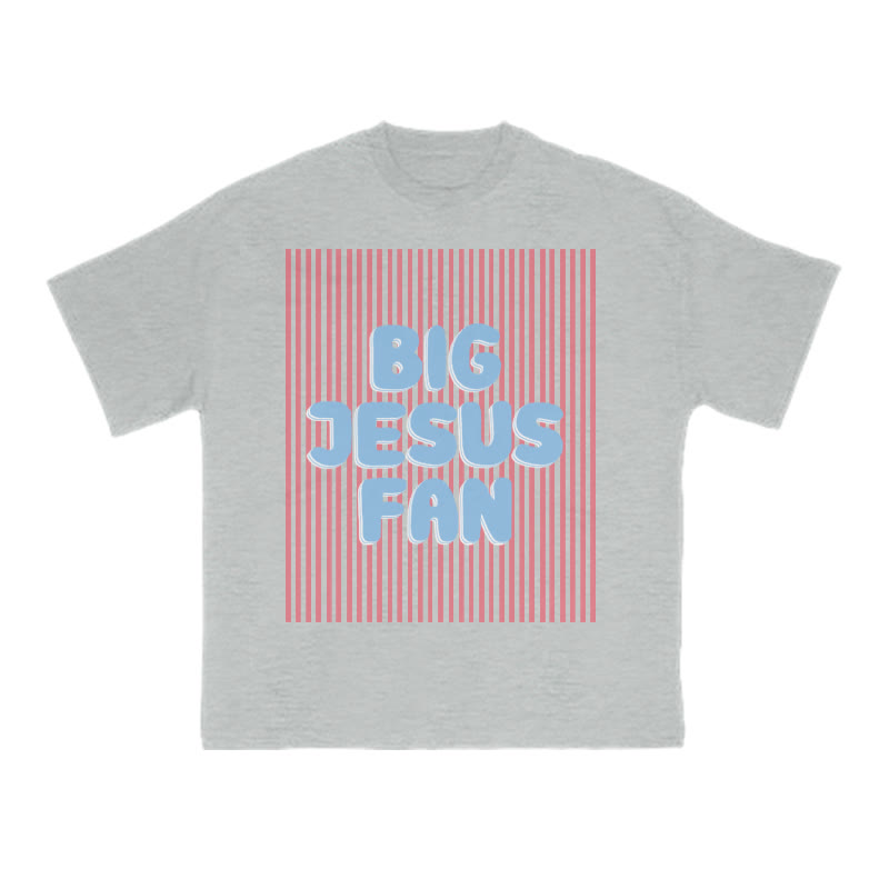 Big Jesus Fan Print T-shirt - Grey - US16-18(2XL) - image 1