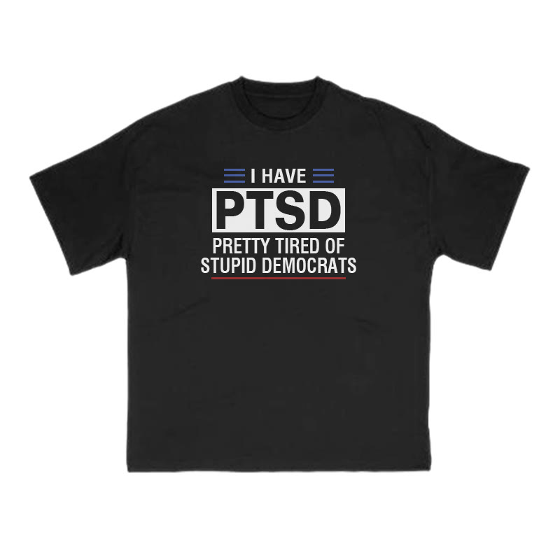 Pretty Tired Of Stupid Democrats Print T-shirt - Black - US16-18(2XL) - image 2