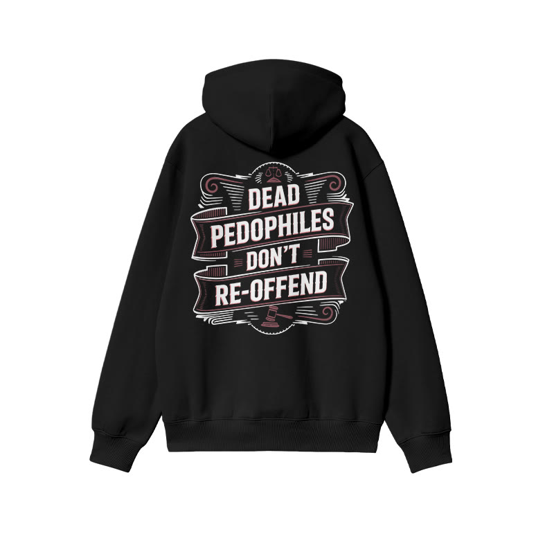 Dead Pedophiles Don't Re-offend Flag Print Hoodie - Black - US16-18(2XL) - image 1