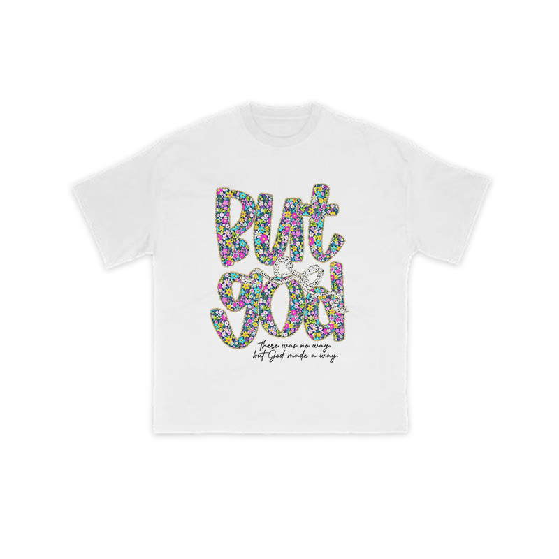 But God Floral Pattern Print T-shirt - White - US16-18(2XL) - image 2