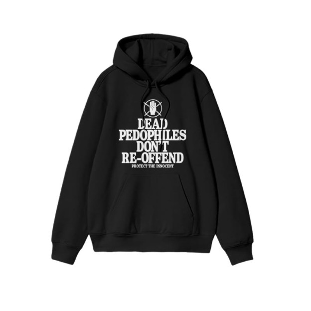 Dead Pedophiles Don't Re-offend Protect The Innocent Front Print Hoodie - Black - US16-18(2XL) - image 1