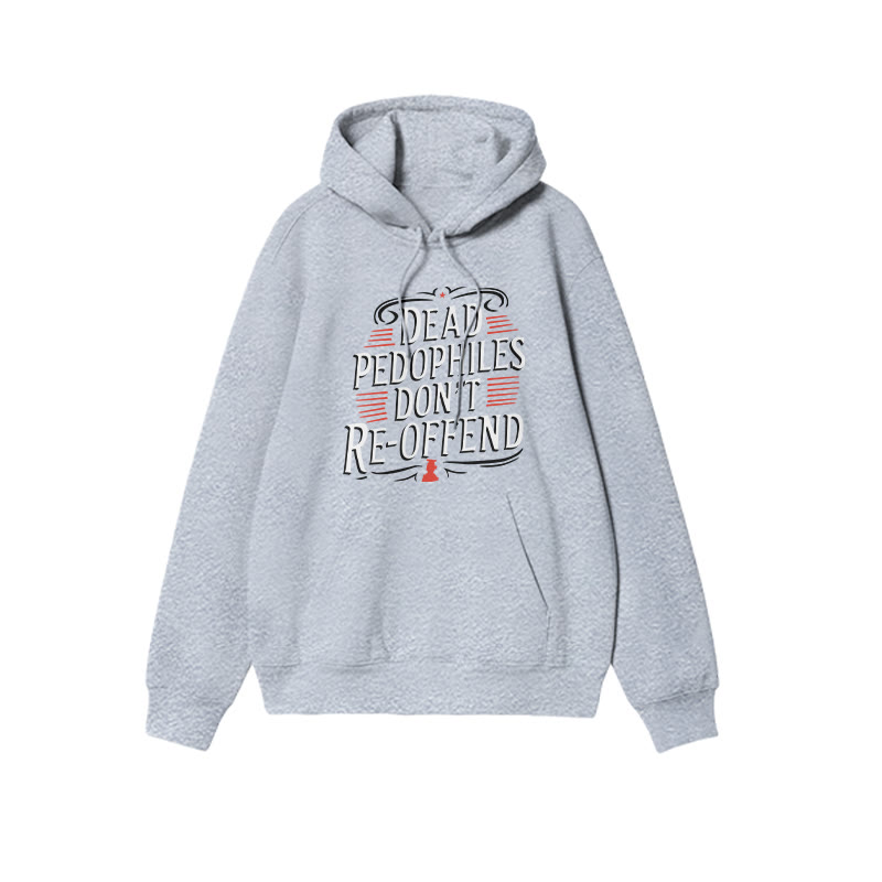 Dead Pedophiles Don't Re-offend Protect The Innocent Color-blocked Print Hoodie - Grey - US16-18(2XL) - image 3