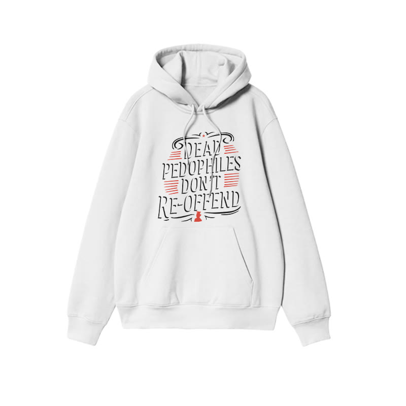 Dead Pedophiles Don't Re-offend Protect The Innocent Color-blocked Print Hoodie - White - US16-18(2XL) - image 2