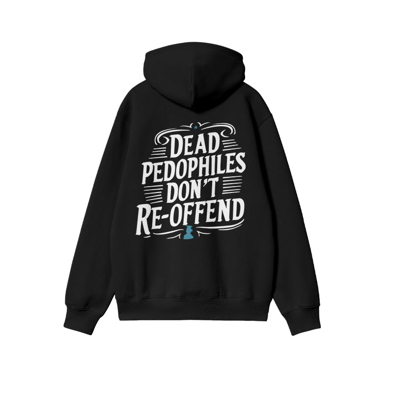 Color-blocked Dead Pedophiles Don't Re-offend Protect The Innocent Print Hoodie - Black - US16-18(2XL) - image 2