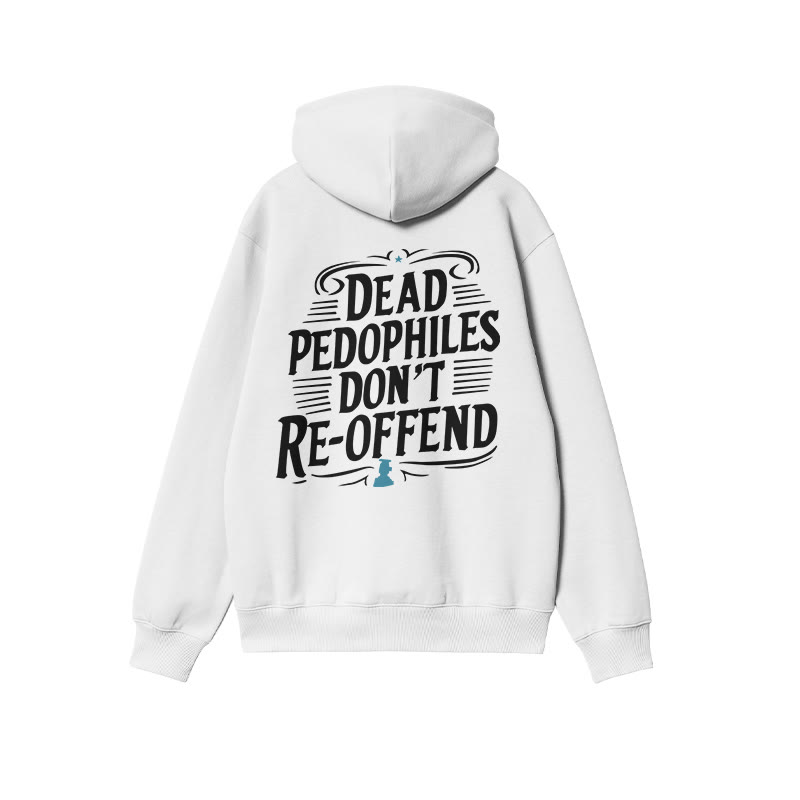 Color-blocked Dead Pedophiles Don't Re-offend Protect The Innocent Print Hoodie - White - US16-18(2XL) - image 1