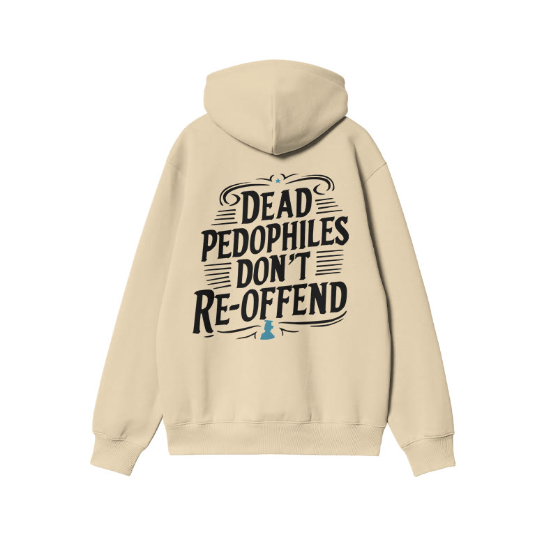 Color-blocked Dead Pedophiles Don't Re-offend Protect The Innocent Print Hoodie - Apricot - US16-18(2XL) - image 4