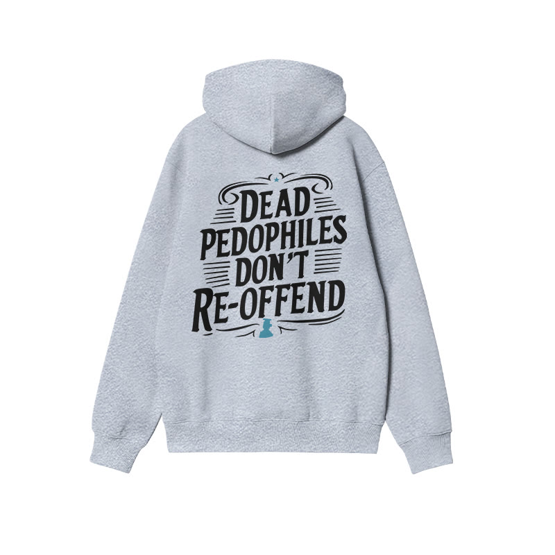 Color-blocked Dead Pedophiles Don't Re-offend Protect The Innocent Print Hoodie - Grey - US16-18(2XL) - image 3